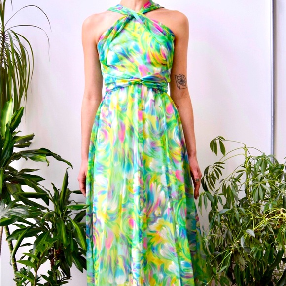 Seventies chiffon dress - Picture 1 of 3